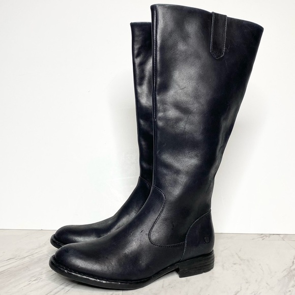 Born Shaunie Black Leather Riding Boot 6M - Picture 1 of 14